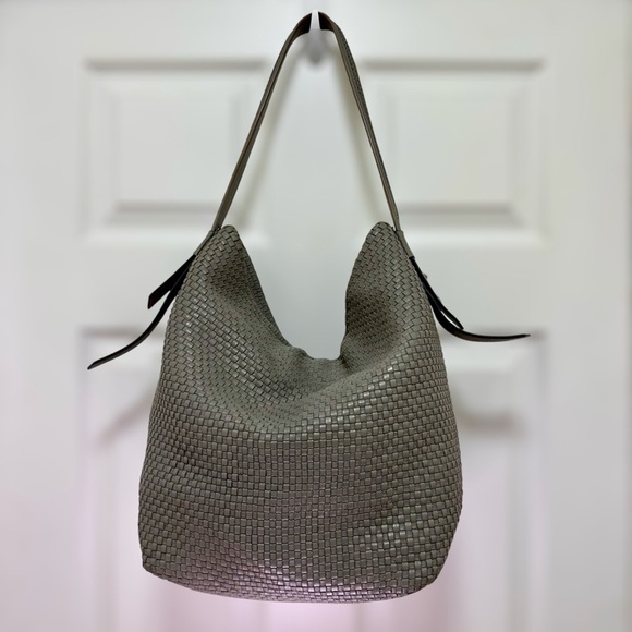 Cole Haan Woven Leather Hobo Bag | Taupe/Gray | Gently Loved 👜 - Picture 1 of 15